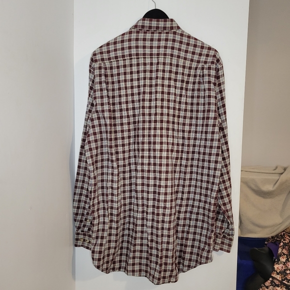 Oscar de la renta mens plaid long sleeve button front shirt - Picture 2 of 9